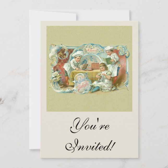 Schokoladenbäcker Antike Einladung (Vorderseite)
