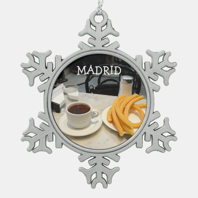 Schokoladenbetrug churros schneeflocken Zinn-Ornament (Vorderseite)