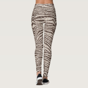 Schokoladenbraun Creme Blush Zebra Glitzer Leggings