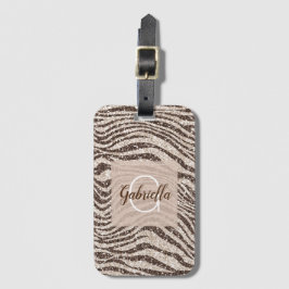Schokoladenbraun Creme Blush Zebra Glitzer Monogra Gepäckanhänger
