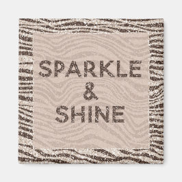 Schokoladenbraun Creme Blush Zebra Glitzer Traum Magnet