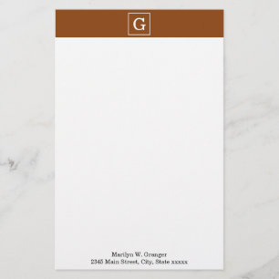 Schokoladenbraun Gerahmtes Anfangsmonogramm Briefpapier
