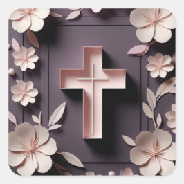 Schokoladenbraun-Kreuzsticker Ai-Design Quadratischer Aufkleber