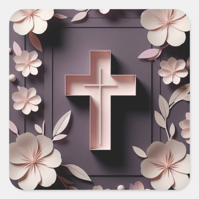 Schokoladenbraun-Kreuzsticker Ai-Design Quadratischer Aufkleber (Vorderseite)