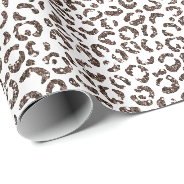 Schokoladenbraun-Leopard-Glitzer Geschenkpapier (Rolleneckpunkt)
