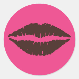 Schokoladenbraun Lipstick Druck Rosa Rundkleber Runder Aufkleber