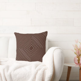 Schokoladenbraun, Nest Thin White Squares Tribal Kissen