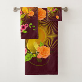 Schokoladenbraun-Taubentropfen und Sonnenschein Badhandtuch Set