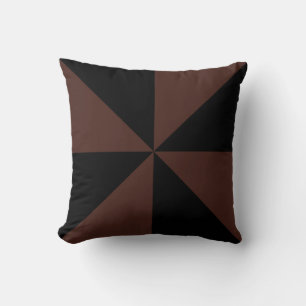 Schokoladenbraun und schwarzes Pinwheel Kissen