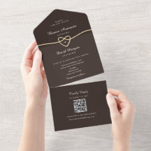Schokoladenbraune Gold-Herz-QR-Code-Hochzeit