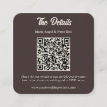 Schokoladenbraune Monogramm-QR-Code-Hochzeitsdetai