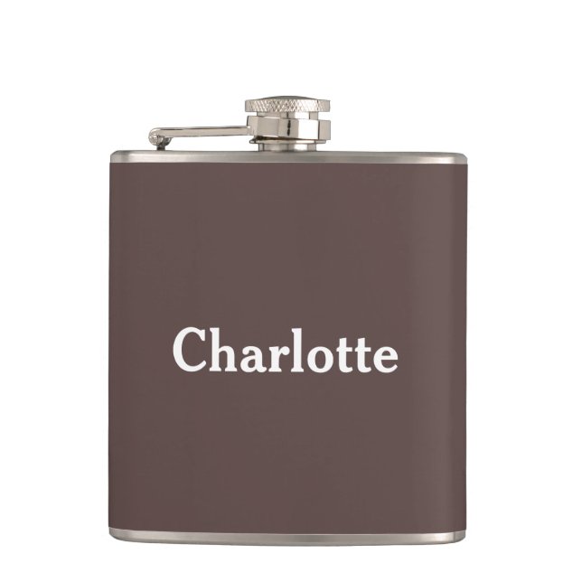 Schokoladenbraune personalisierte Flasche Flachmann (Vorderseite)