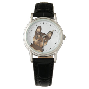 Schokoladenbrauner und Lohfarbener Französischer B Armbanduhr