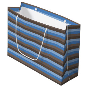 SCHOKOLADENBROWN- UND BLAUE-STREIFEN GROßE GESCHENKTÜTE
