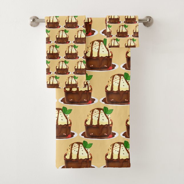 Schokoladenbrownie mit Vanilleeis Badhandtuch Set (Insitu)