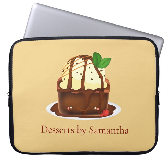 Schokoladenbrownie mit Vanilleeis Laptopschutzhülle (Vorderseite)