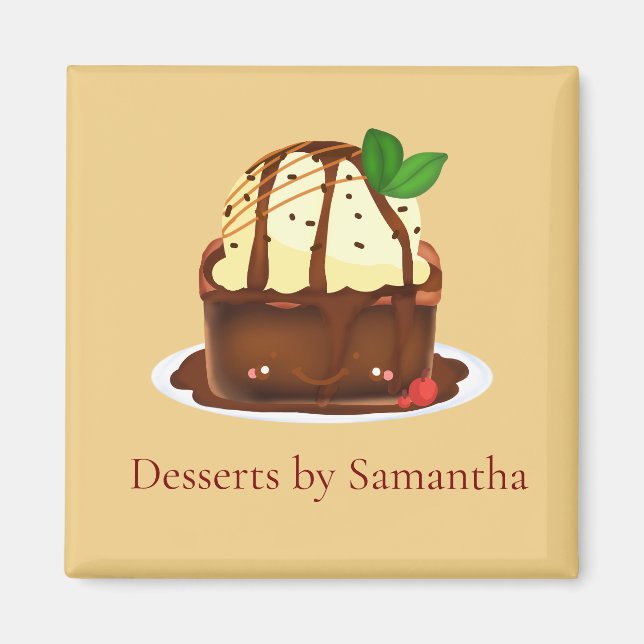 Schokoladenbrownie mit Vanilleeis Magnet (Vorne)