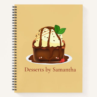 Schokoladenbrownie mit Vanilleeis Notizbuch