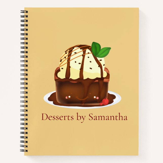 Schokoladenbrownie mit Vanilleeis Notizbuch (Vorderseite)