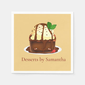 Schokoladenbrownie mit Vanilleeis Serviette