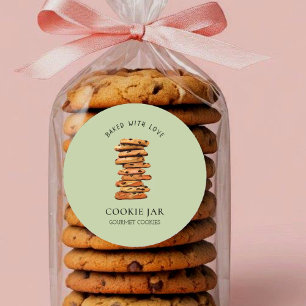 Schokoladenchip Cookie-Stack Bäckerei  Runder Aufkleber