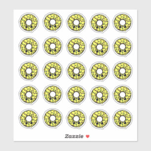 SchokoladenDonut mit gelbem Zuckerguss und Sprinkl Aufkleber