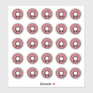 SchokoladenDonut mit rosa Zuckerguss und Sprinklen Aufkleber