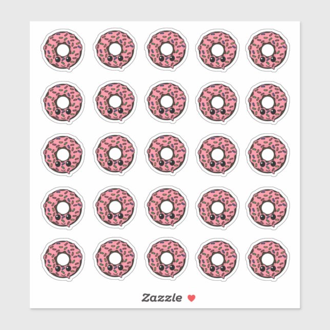 SchokoladenDonut mit rosa Zuckerguss und Sprinklen Aufkleber (Blatt)