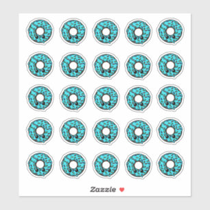 SchokoladenDonut mit türkisfarbenem Zuckerguss Spr Aufkleber