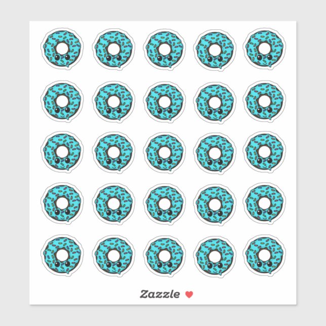 SchokoladenDonut mit türkisfarbenem Zuckerguss Spr Aufkleber (Blatt)