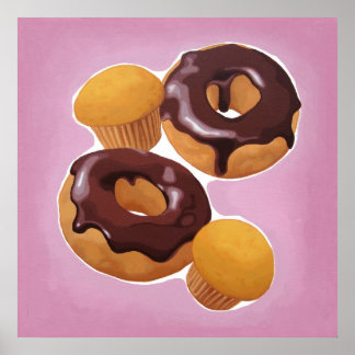 Schokoladendonuts und Muffin Poster