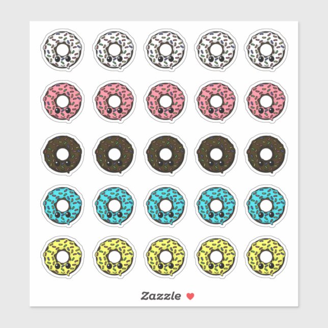 SchokoladenDonuts Unterschiedliche Zuckerguss und  Aufkleber (Blatt)