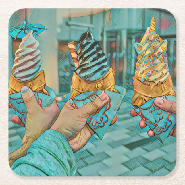 Schokoladeneis Rechteckiger Pappuntersetzer (Vorderseite)