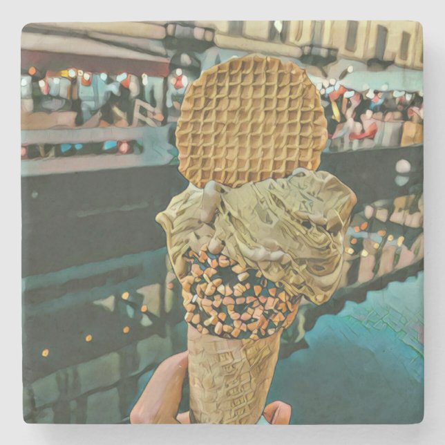 Schokoladeneis-Sprinklen Steinuntersetzer (Vorderseite)