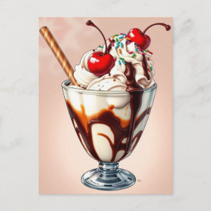 Schokoladeneisbecher mit Streuseln Postkarte