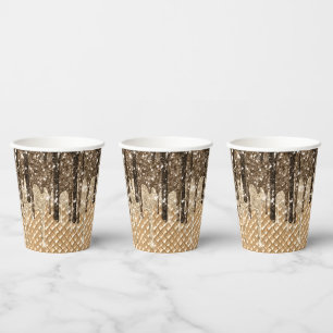 Schokoladeneiscreme-Kegel-Glitter-Tropfen Geburtst Pappbecher