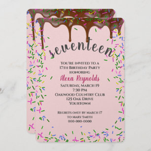 Schokoladeneisen mit Sprinklen zum 17. Geburtstag Einladung