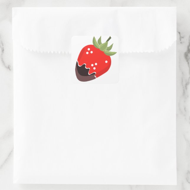 Schokoladengedeckte Erdbeeren Quadratischer Aufkleber (Tasche)