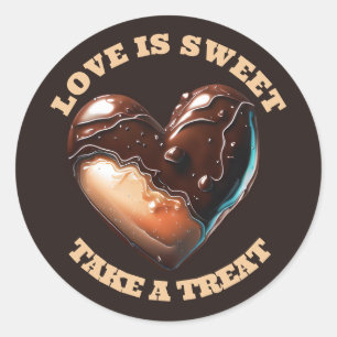 Schokoladenherz Danke braun braungebrannt Liebe sü Runder Aufkleber