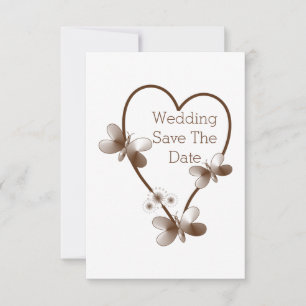 Schokoladenherz und Schmetterlinge Save the Date Einladung