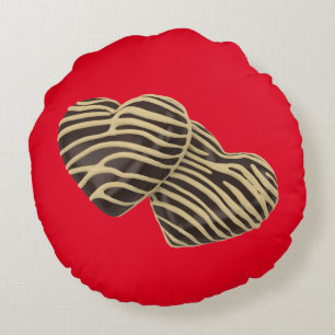 Schokoladenherzen Braunrot Romantische Liebe Rundes Kissen