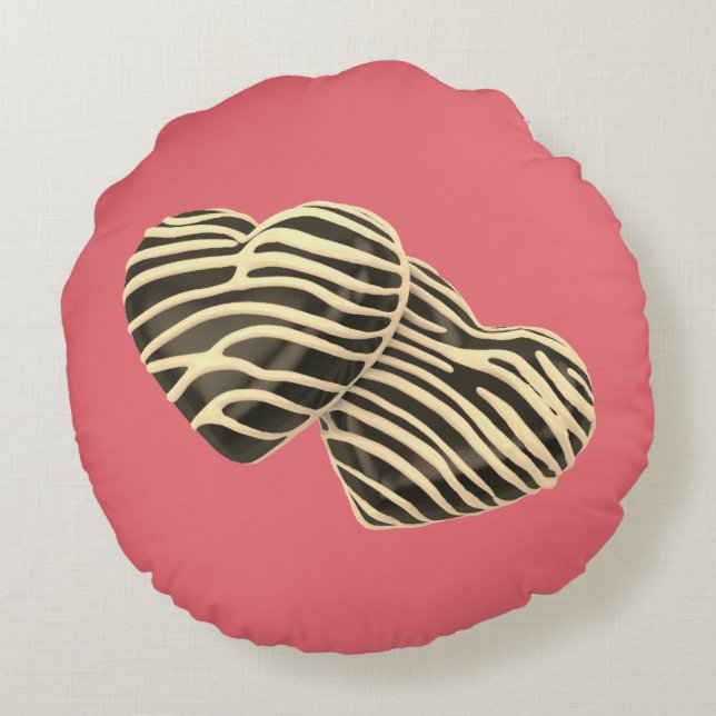 Schokoladenherzen niedliche rosa Liebe Rundes Kissen (Rückseite)