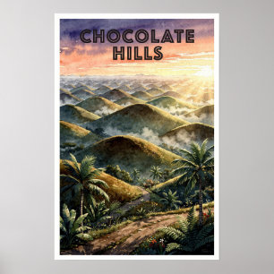 Schokoladenhügel Philippinen Vintage Reise Poster