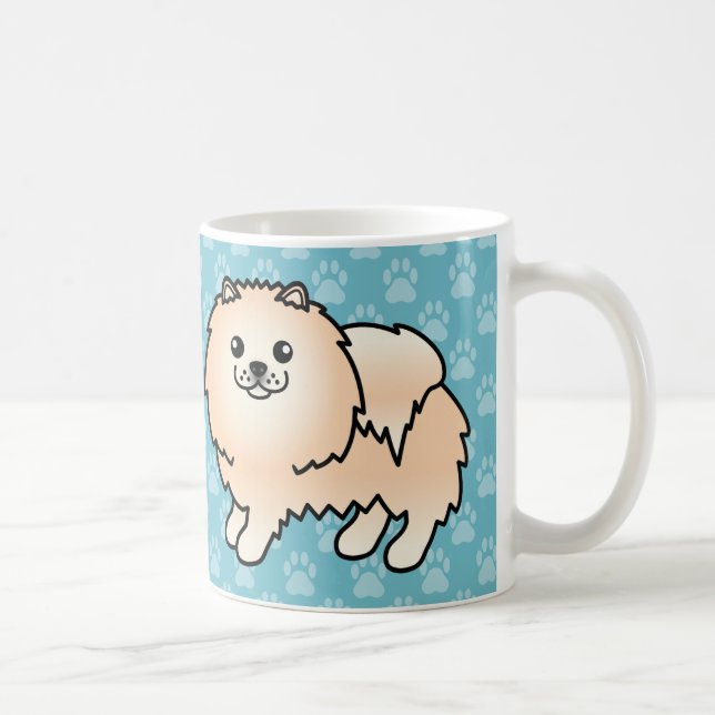 Schokoladenhunde Spitz Hunde auf blau Kaffeetasse (Rechts)