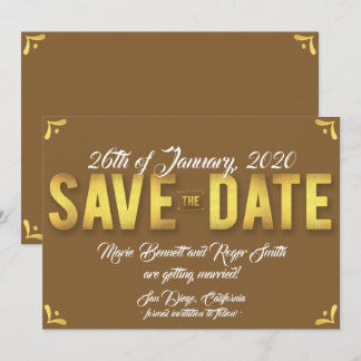 Schokoladenkarte Save the Date mit Goldfolie