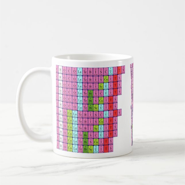 Schokoladenkeks Periodentafel Tasse (Links)