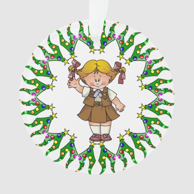 Schokoladenkuchen-blondes Haar-Baum-Kranz Ornament (Vorderseite)