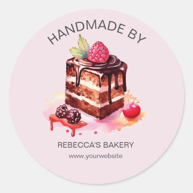 Schokoladenkuchen Handgefertigt mit Liebe Aufklebe Runder Aufkleber (Vorderseite)