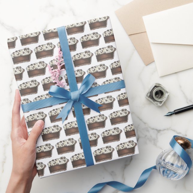 Schokoladenkuchen, handgeschnitzte Creme Slice Des Geschenkpapier (Schenken)