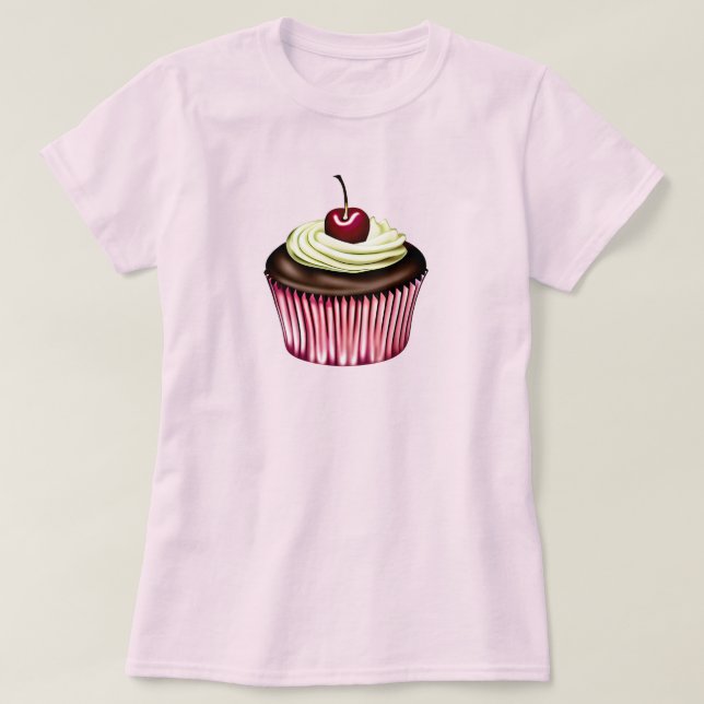 Schokoladenkuchen mit Cherry oben T-Shirt (Design vorne)